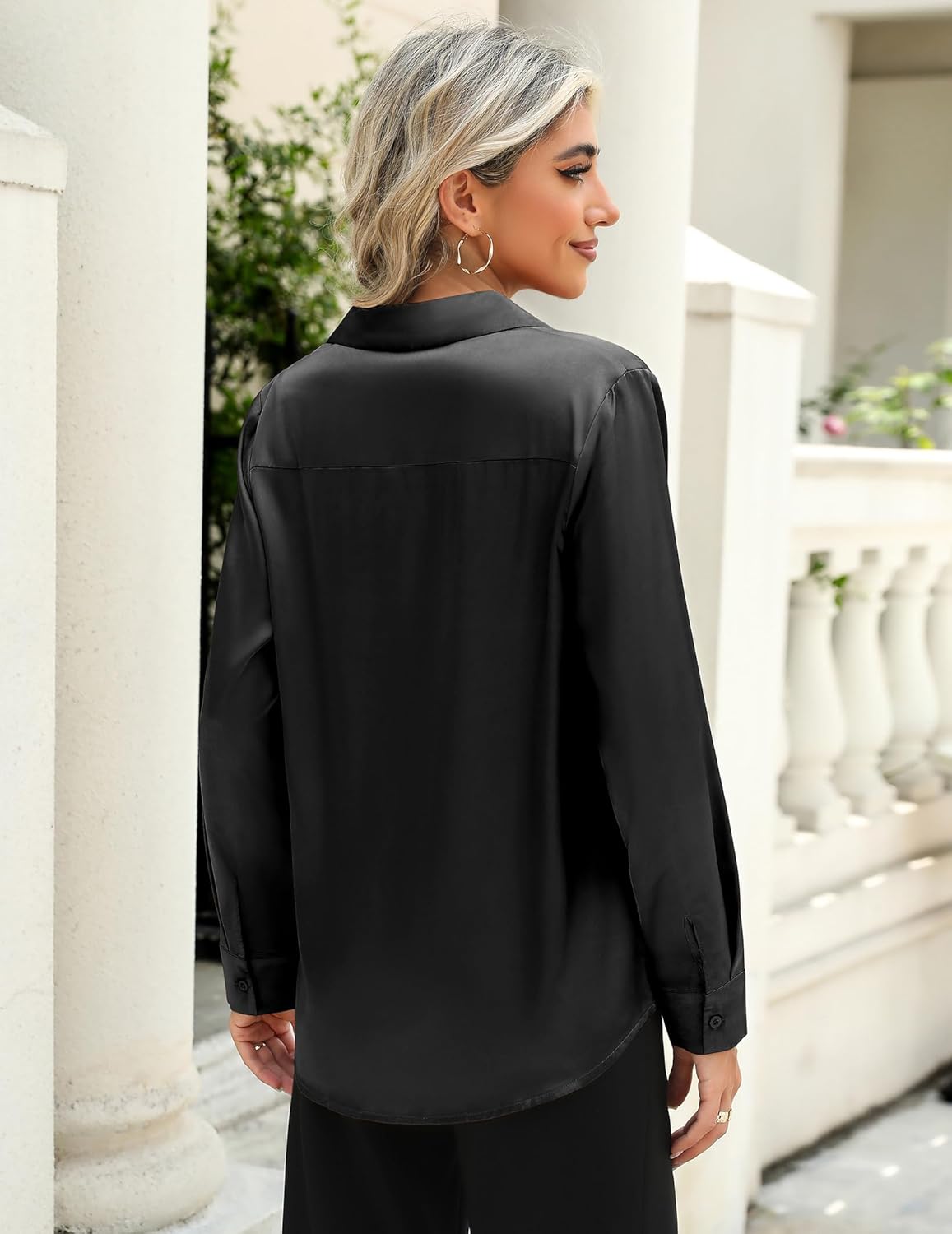 Zeagoo Satin Blouses for Women Casual Long Sleeve Button Down Silk Shirts Dressy Business Work Tunic Top - Image 6