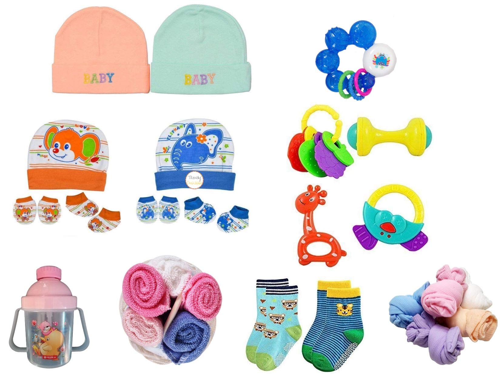 New Born Baby Gift Set for 0-6 Month Baby (Clothes, Feeding, Bag and Toys) (23 Piece Set (Standard))-image-22