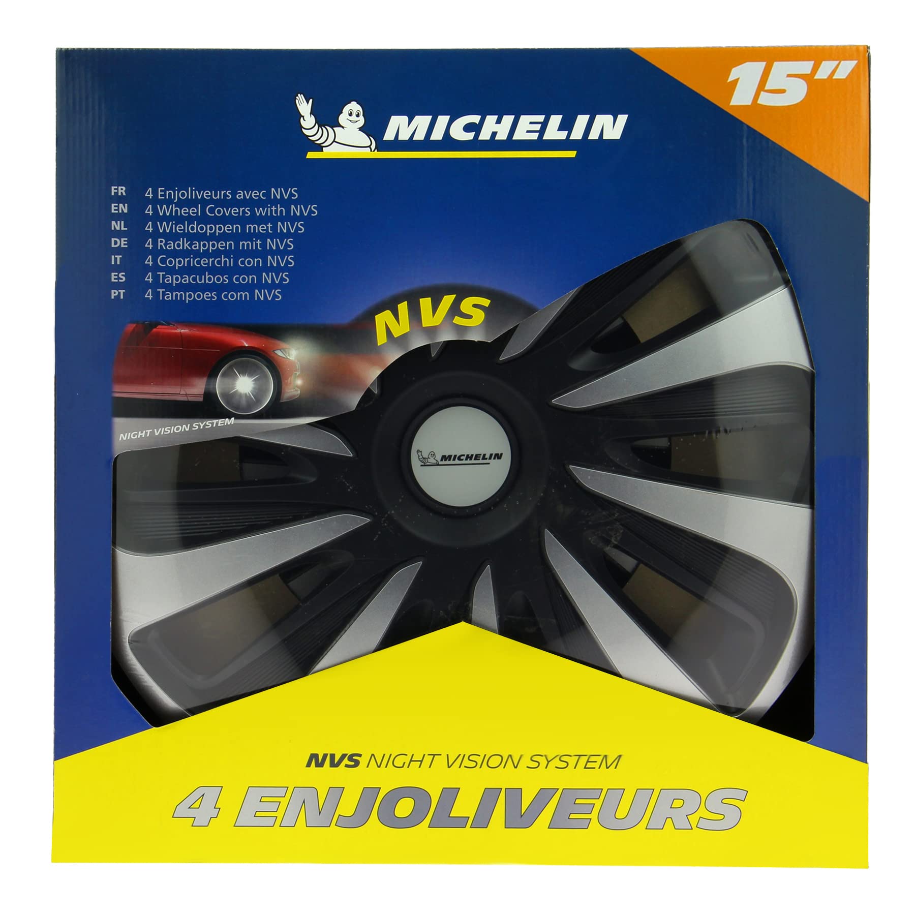 MICHELIN 009122 4 Tapacubos de Coche, 3D Black Edition, 15 pulgadas