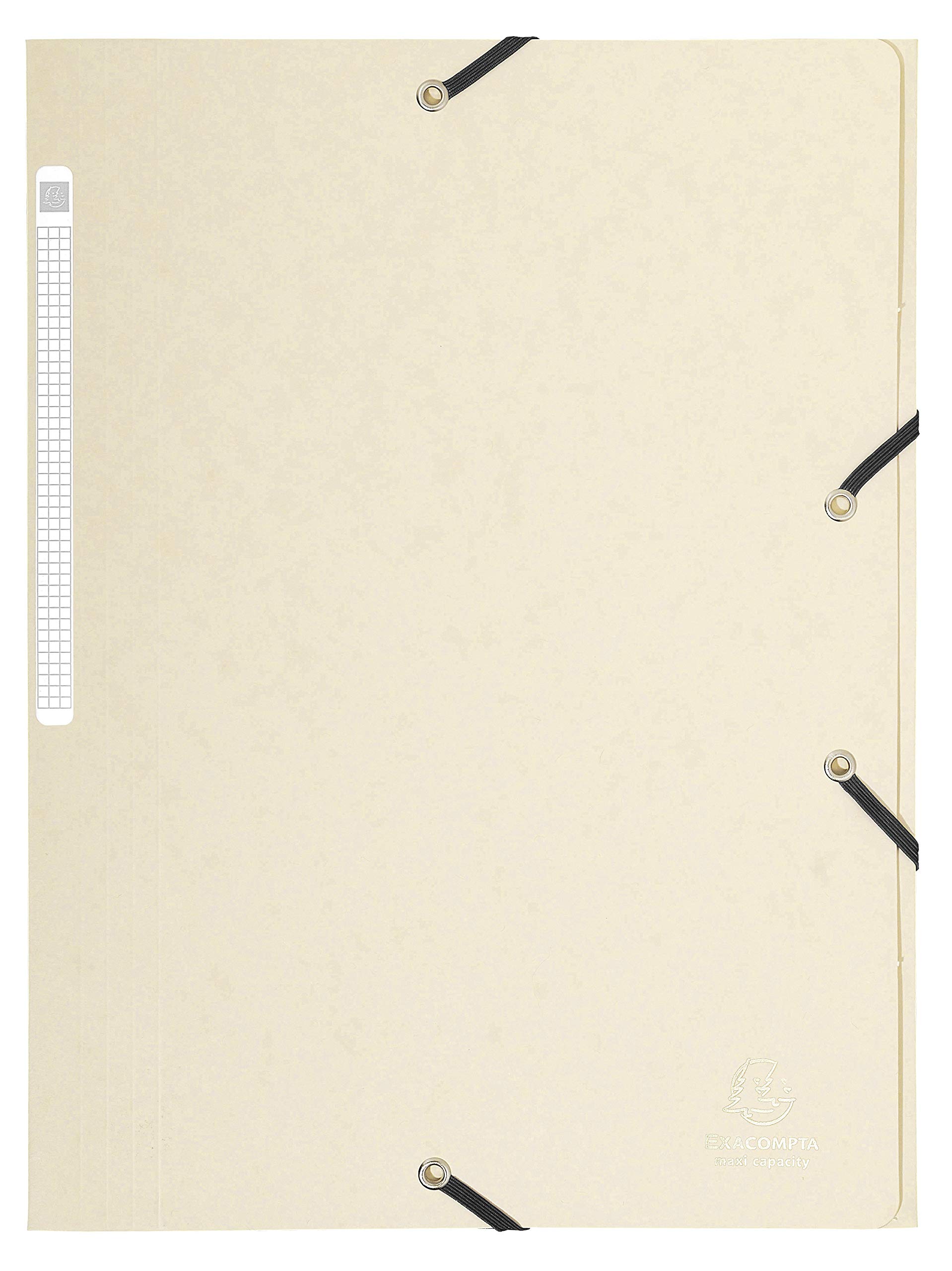 Exacompta 17104H 25er Pack Einschlagmappe aus extra starkem Colorspan-Karton für DIN A4 mit 3 Klappen und 2 Gummizügen elfenbein