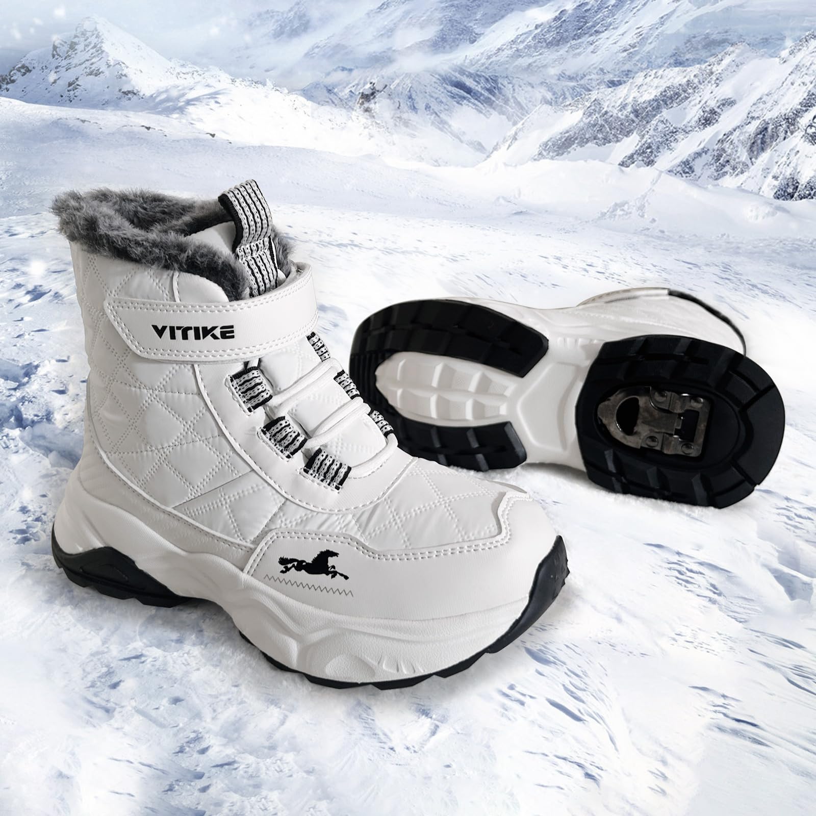 JMFCHI Winterschuhe Jungen Schneestiefel Mädchen Warm Gefüttert | Weiches Kunstpelzfutter, Rutschfeste Sohle, Guter Knöchelhalt, Einfaches Schnüren, Winterstiefel für Alltag, Outdoor, Wandern