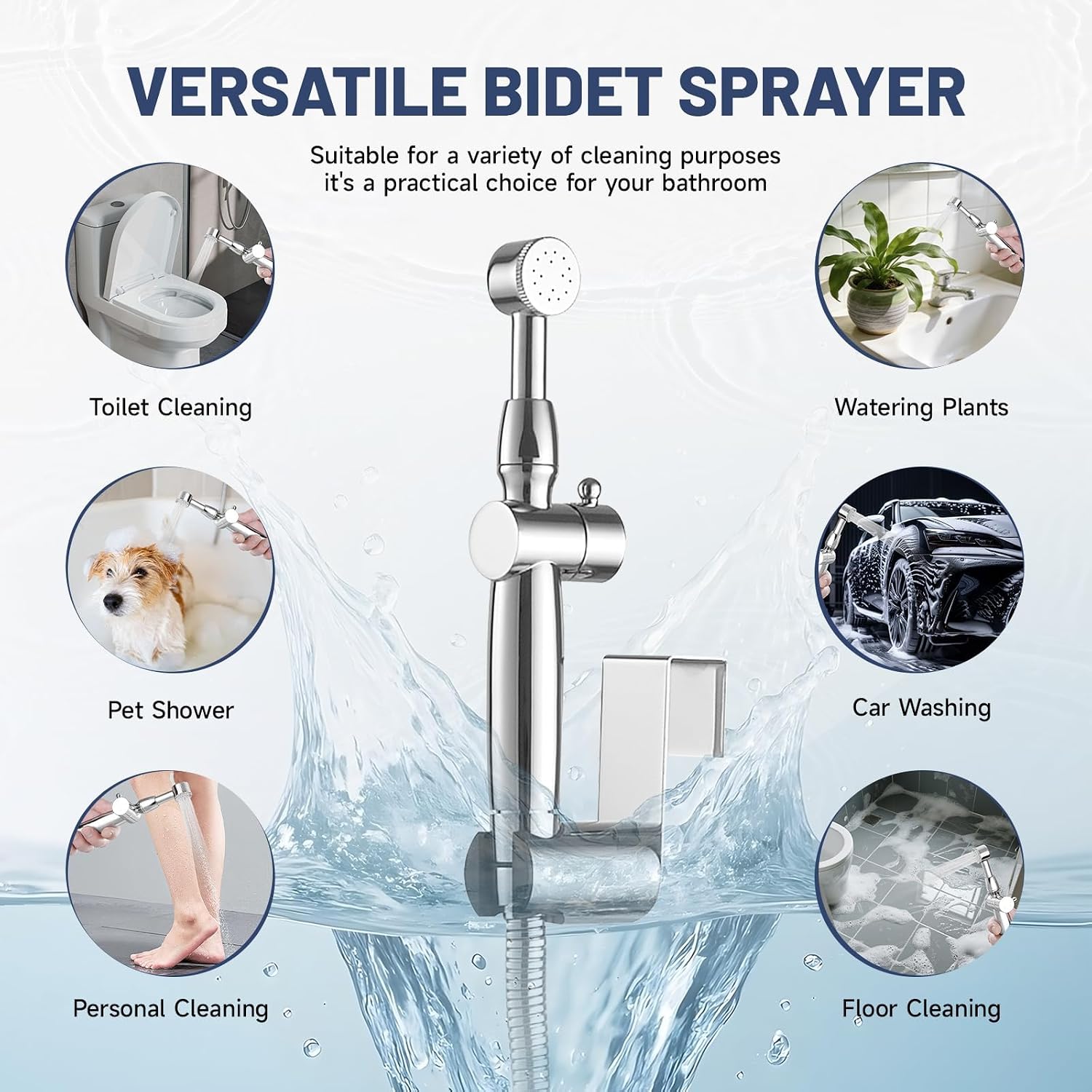 Chrome Handheld Bidet Sprayer Attachment for Toilet, Brass image 3