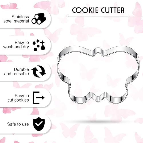 Miniatura 3 de Juego de 8 piezas de cortador de galletas de mariposa de acero inoxidable y 6 pines de agitación de azúcar para sándwich, chocolate, fondant,