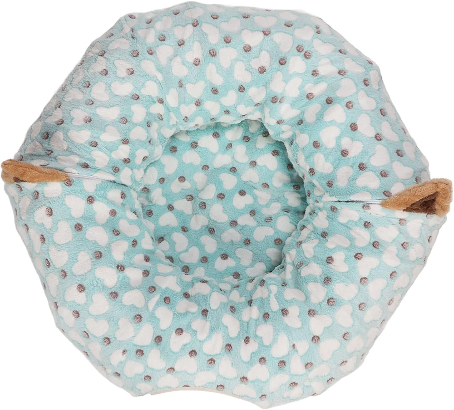 Luqeeg Cat Tunnel Bed, Fleece Fabric Soft Durable Large Space Foldable 3 Way Tunnel Round Design Pet Bed Heart Pattern Pet Cave Tube with Mat Play Ball for Cats, Puppies, Kittens
