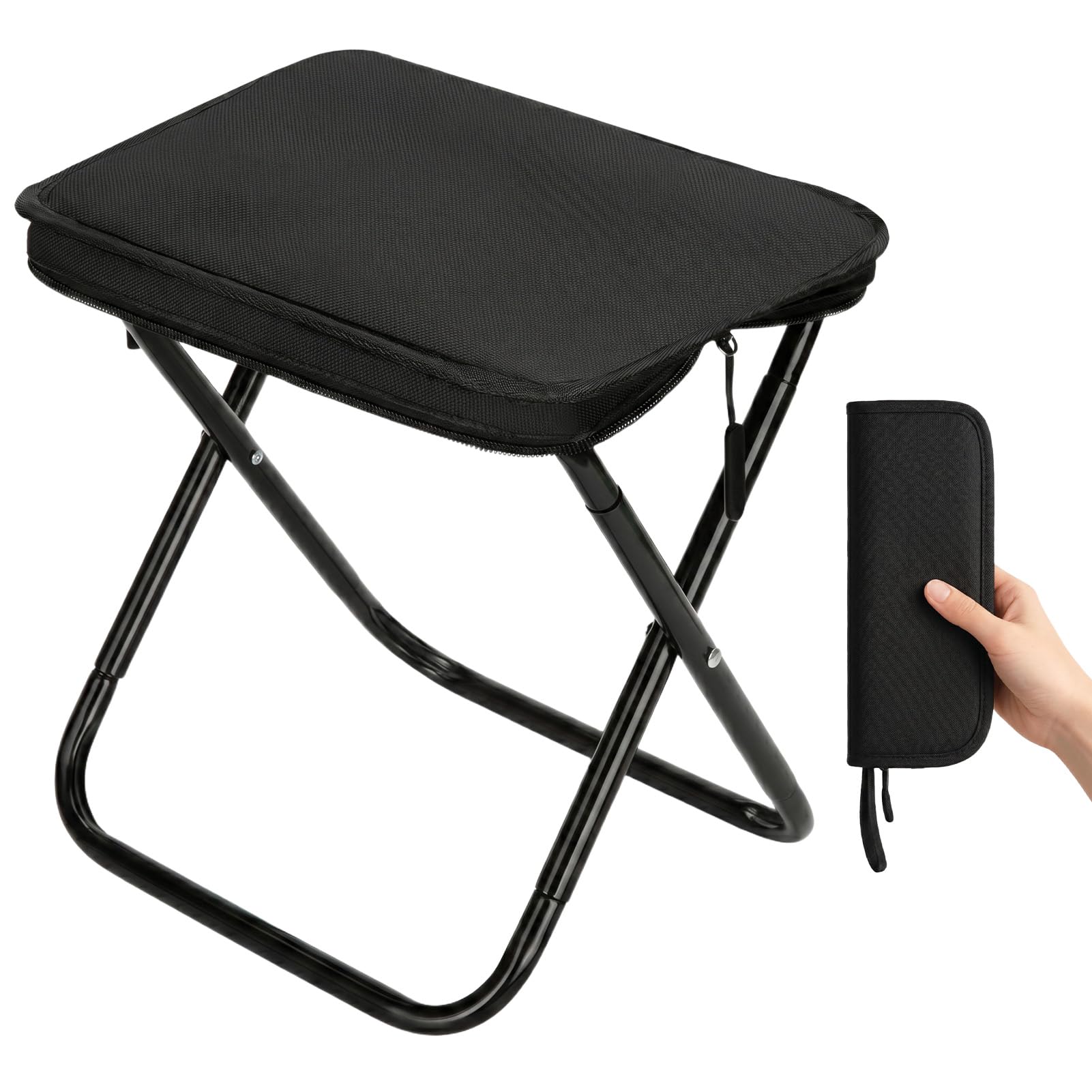 28×24×28cm Sgabello da Pesca Pieghevole, nero Sgabello zaino pieghevole portatile, Esterno Sgabello Pieghevole Portatile, Resistente 130kg, per Campeggio, Pesca, Escursionismo, Giardino