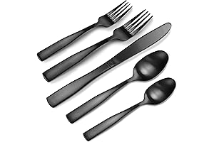 40-Piece Black Matte Silverware Set for 8 with Brushed 18/0 Finish