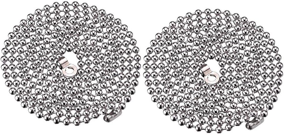 NewZC 2 Pack Light Pull Chain Extension with Ball Chain 85cm Long Metal Roller Blind Beaded Chain with Connector