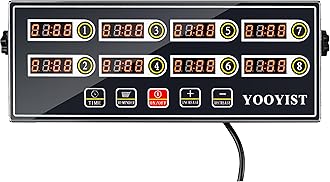 YOOYIST Kitchen Timers for Cooking – 8 Channel Commercial Kitchen Timer Restaurant Kitchen Supplies – Stainless Steel LED Technology Kitchen Timer Digital – Reminder Function, Loud Alarm, Grey