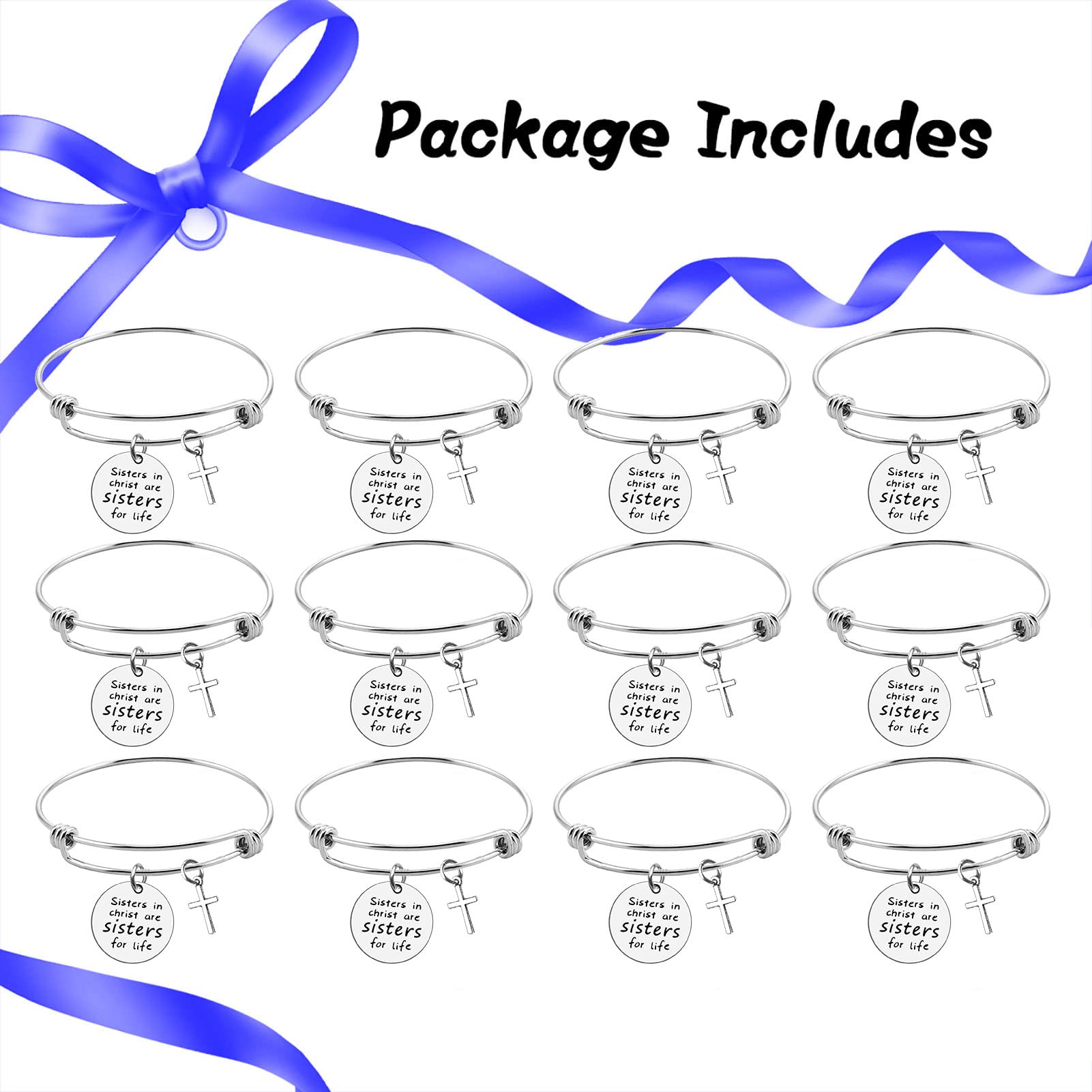 12 pulseras para hermanas cristianas, regalos religiosos para mujeres, hermanas religiosas, joyería de Navidad, regalos de cumpleaños para hermanas, amigas, primas, amistad, regalos de fe, brazalete 7