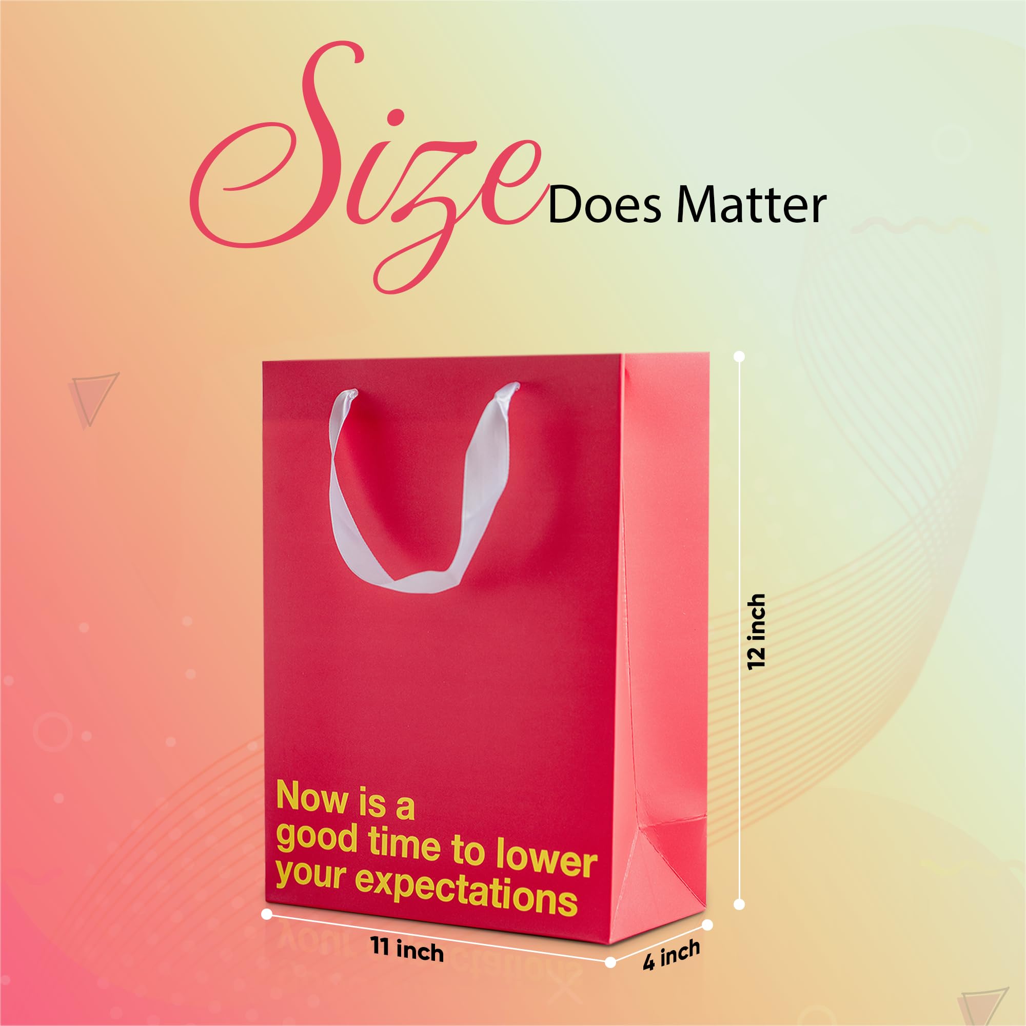 Funny "Act Surprised" Gift Bag - Large 16x6x12 Inch Kraft Paper Bag With Snarky Saying For Gag Gifts