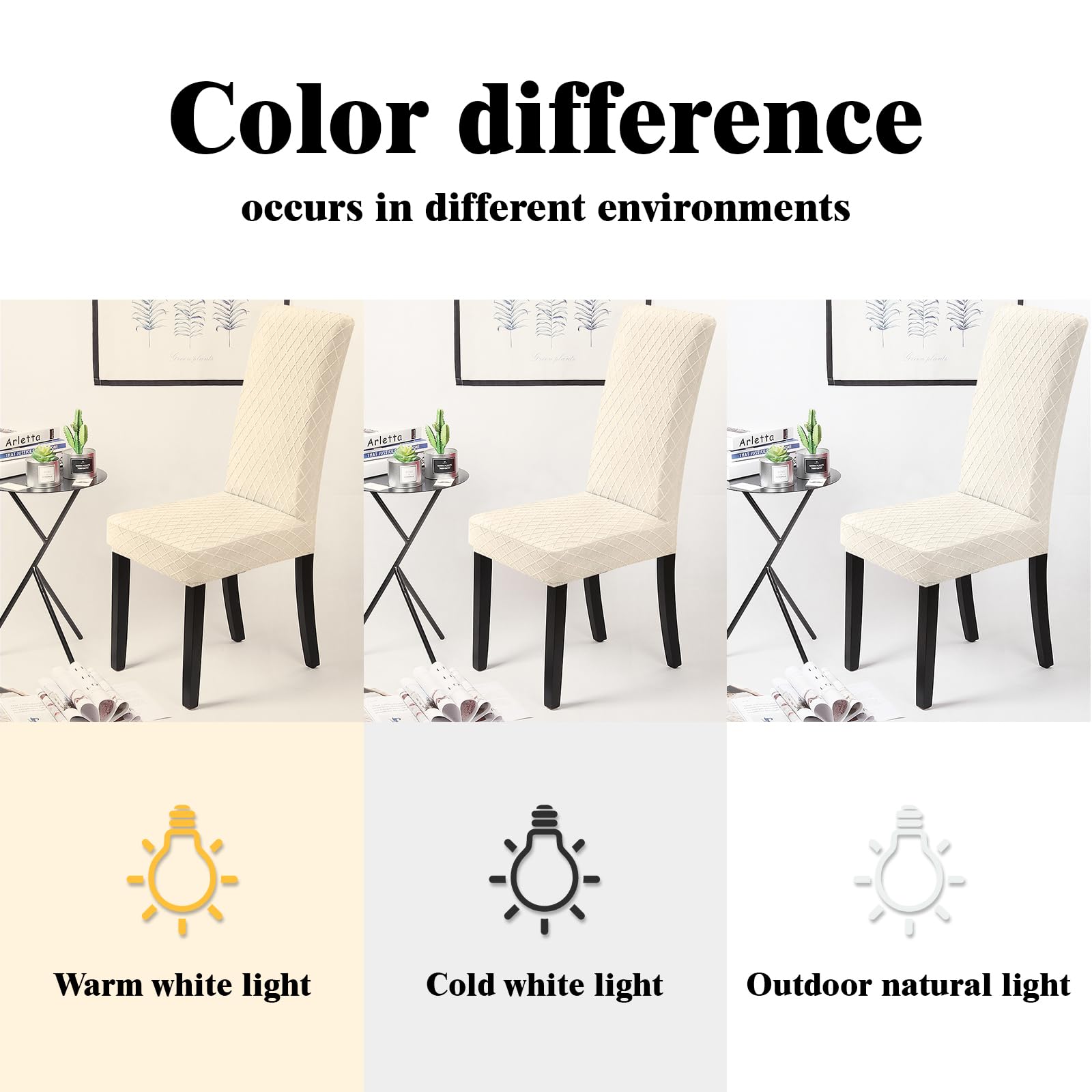 Coprisedie con Schienale 4 Pezzi Bi-Elastico Moderno Coprisedia Elasticizzato spandex Coprisedia Copertura della Sedia Lavabile Estraibile Coprisedia Sala da Pranzo(Jacquard-Crema, Set di 4)