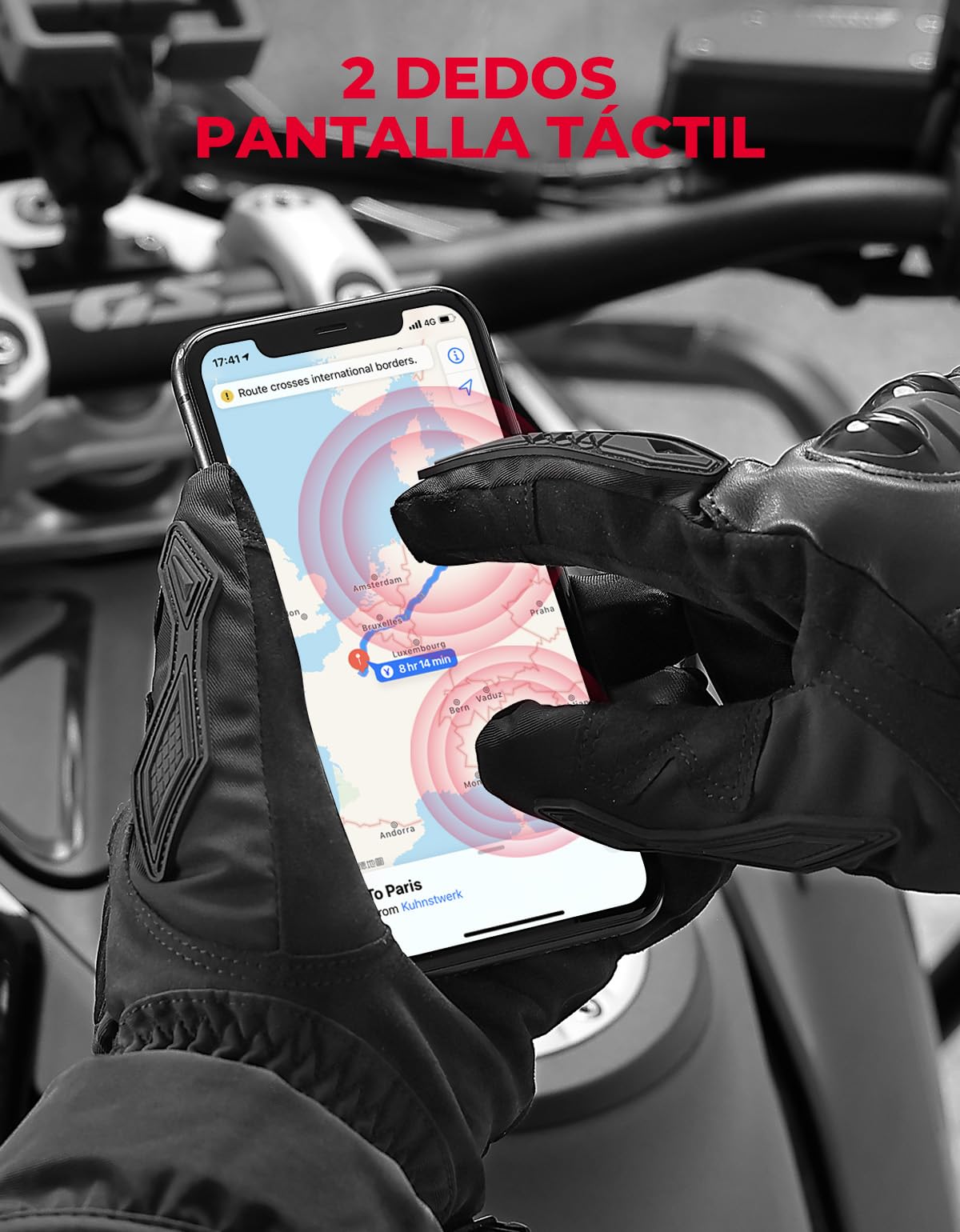 KEMIMOTO Guantes Moto Invierno, Resistentes al Agua y al Viento, con Pantalla Táctil, Motocicleta, Esquí y Actividades al Aire Libre