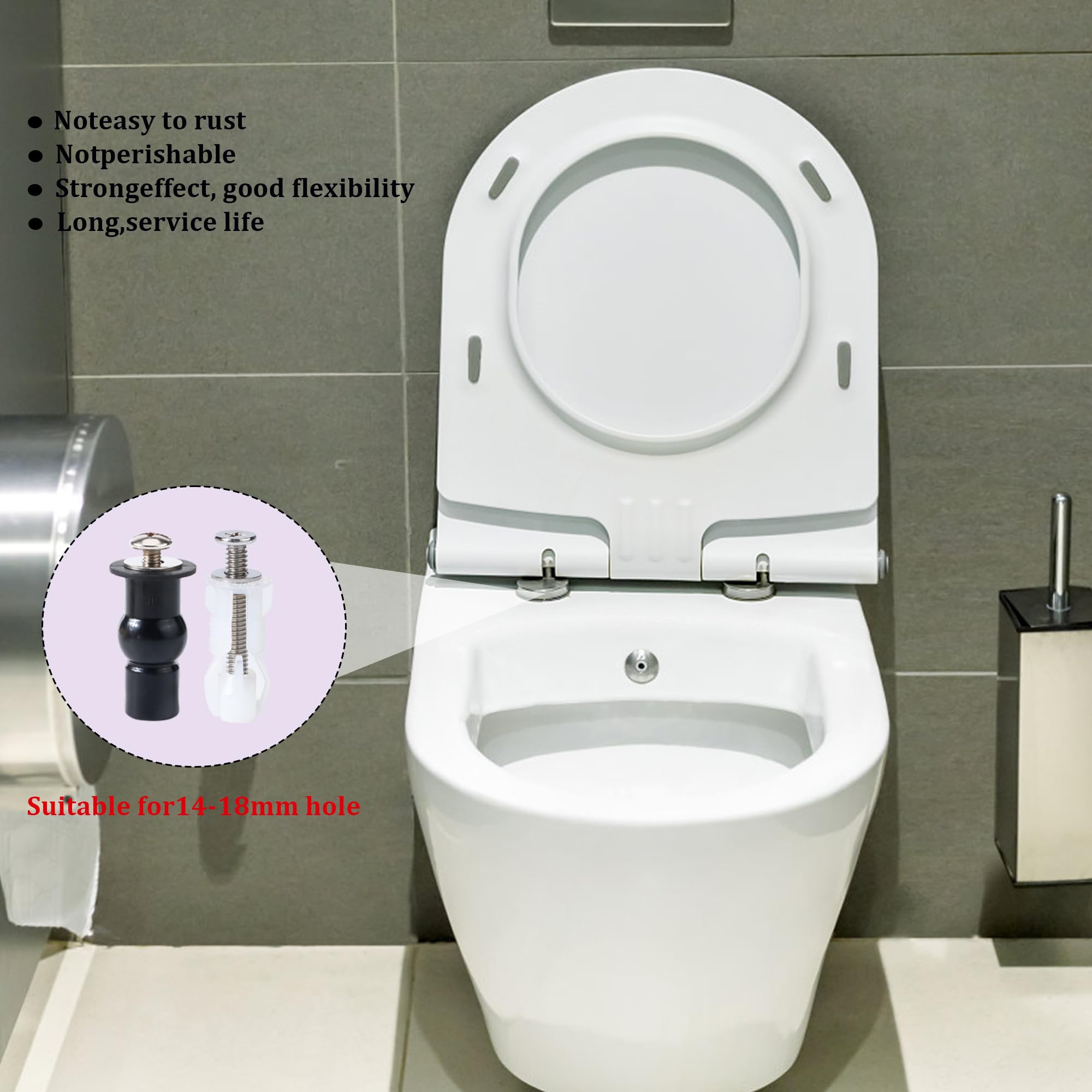 Schläfer | 453810 - WC-brilbevestiging, M8 roestvrij staal, verstelbaar scharnier met snelkoppeling (verkorte houder) voor wc-bril, toiletdekselscharnieren van roestvrij staal