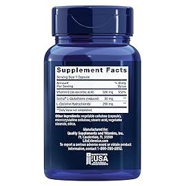Life Extension Glutathione, Cysteine & C, 500 mg of Vitamin C, Powerful antioxidant Supplement to Support Liver Health, Gluten-Free, Non-GMO, 100 Capsules