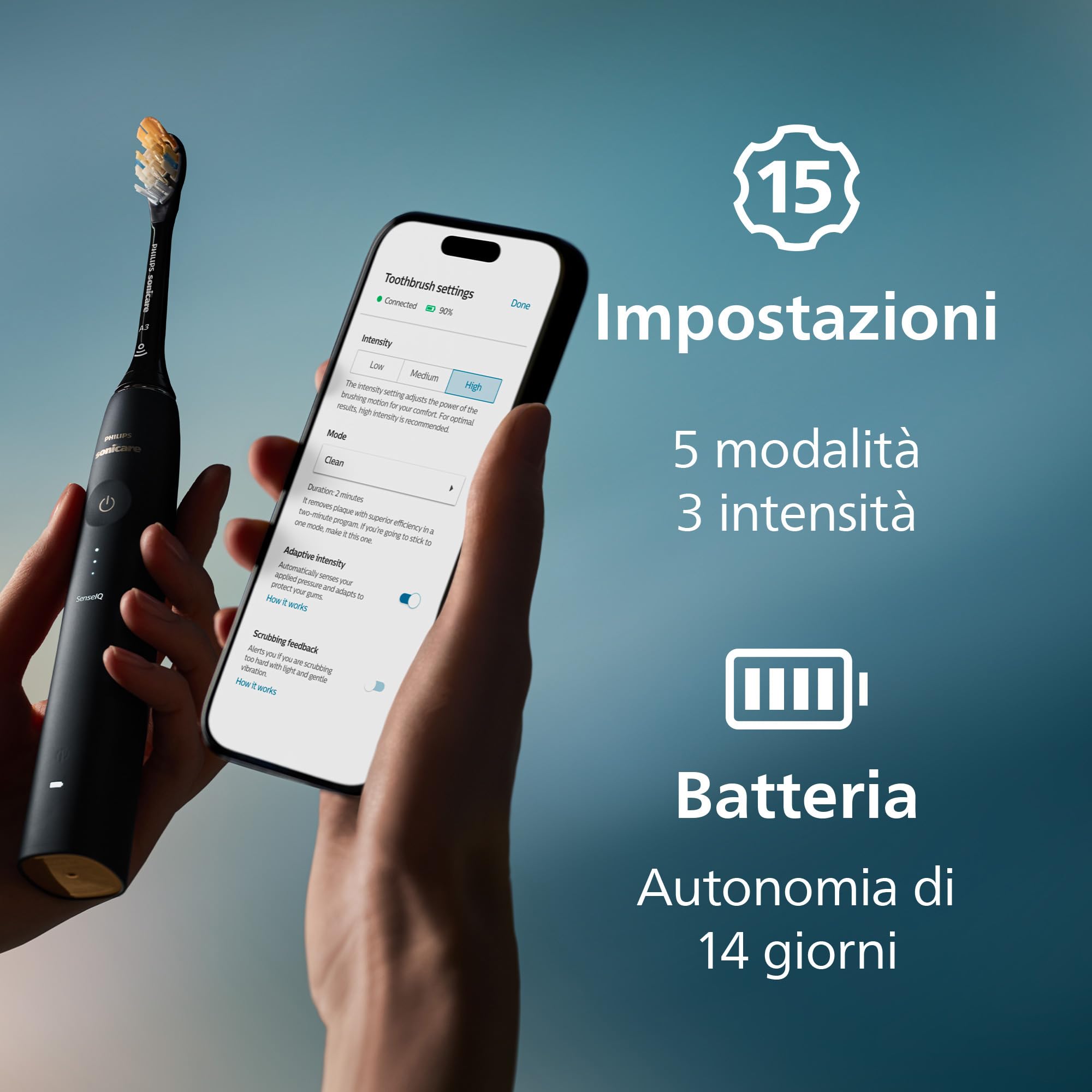 Philips Sonicare DiamondClean Prestige 9900 - Spazzolino elettrico sonico con 1 testina Premium All-in-One A3 e custodia di ricarica blu notte modello HX9992/12