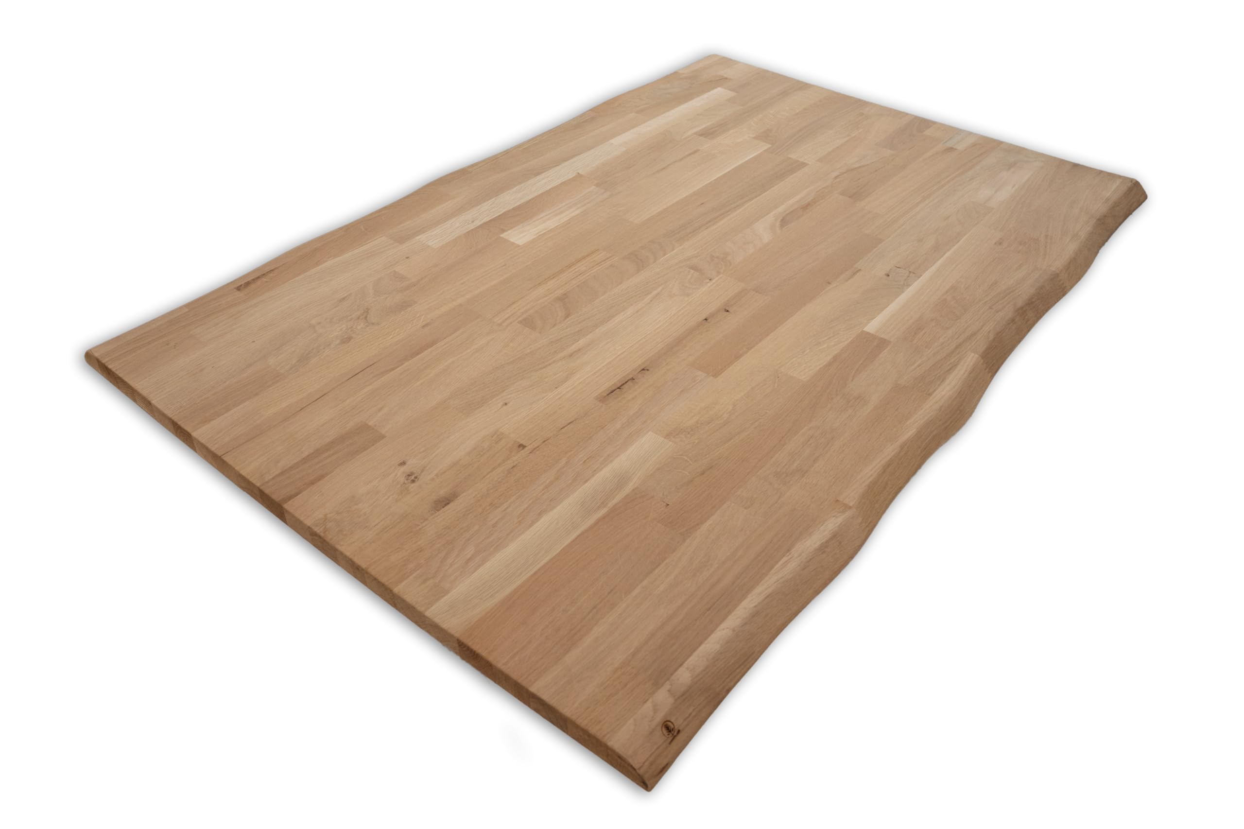 Plateau de table en chêne massif avec bord d'arbre (80 x 80 cm, chêne naturel)