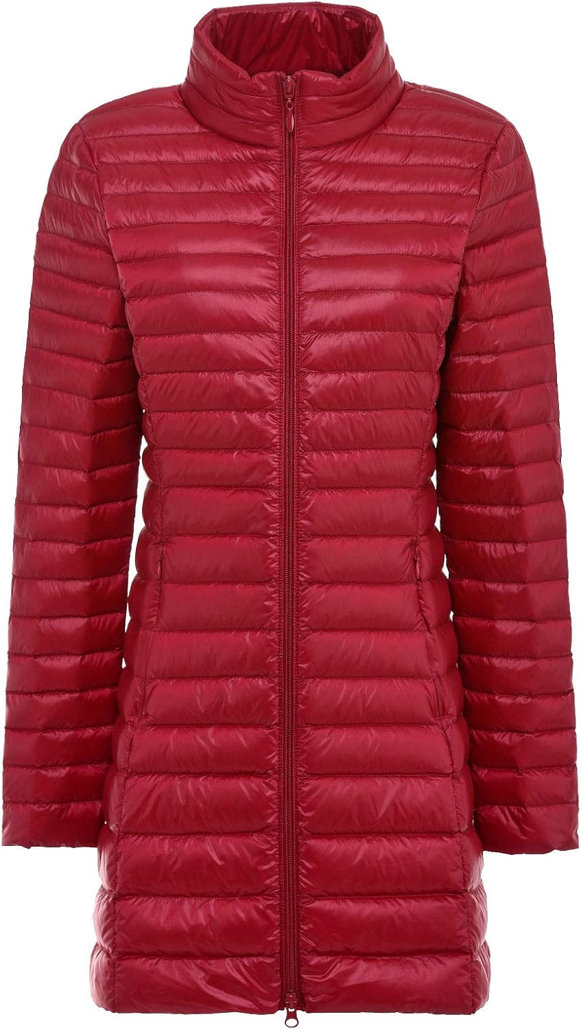 Flygo Women's Lightweight Stand Collar Mid Long Down Coat Puffer Jacket
