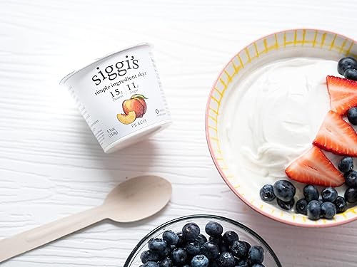 Miniatura 6 de siggi's Yogur islandés sin grasa, melocotón, 5.3 onzas taza de una sola porción, bocadillo de yogur grueso y rico en proteínas