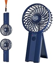 Portable Fan, USB Rechargeable Mini Silent Fan, Small Personal Fan with 4 Speed, Battery Operated Table Fan for Office Travel (Dark Blue)