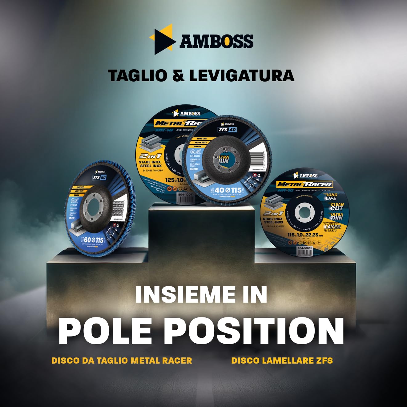 10x Disco lamellare Ø115mm K40 per acciaio/inox - levigatura, rimozione della ruggine, levigatura del giunto a V - AMBOSS Werkzeuge ZFS Disco lamellare blu per smerigliatrice angolare - Mopa