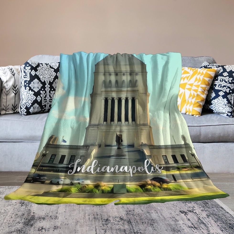 Couverture de lit Indianapolis en peluche skyline 101x127 cm