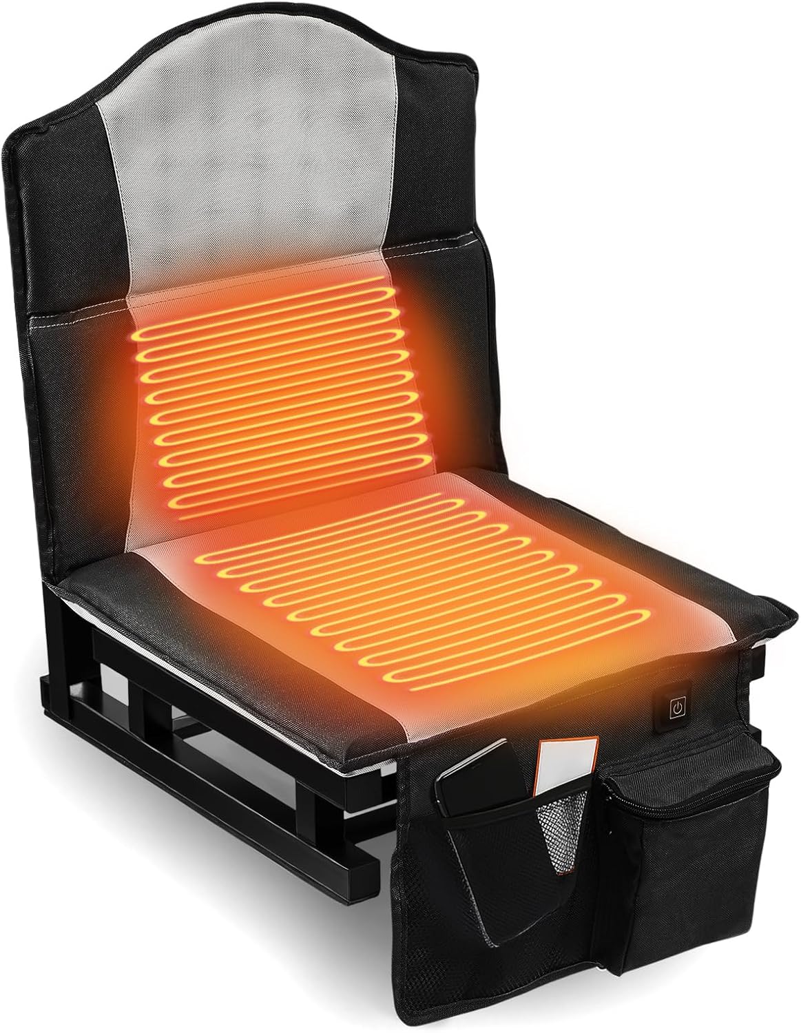 Tegeme Heated Stadium Seats for Bleachers with Back Support, Double Heated Bleacher Seat with Backrest, Portable Foldable Wide Chair with Large Pockets for Outdoor Sports, No Power Banks
