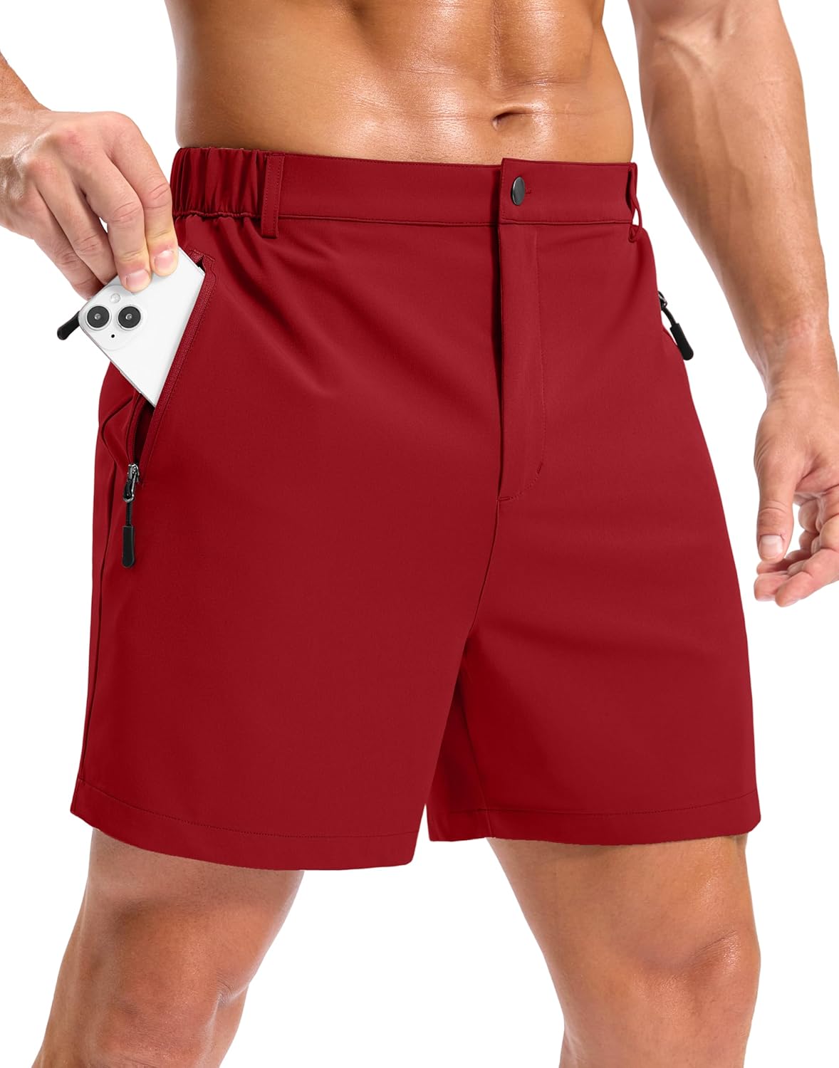Pudolla Mens Hiking Shorts 5"/7"/9" Lightweight Quick Dry Casual Golf Shorts for Men Work Fishing with 3 Zipper Pockets
