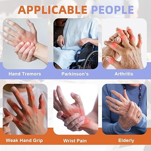 Miniatura 6 de Thick Solid Weighted Adaptive Utensils Set  Non-Slip Spoon & Fork with Silicone Handle for Hand Tremors, Parkinsons, Arthritis (Purple and Brown,