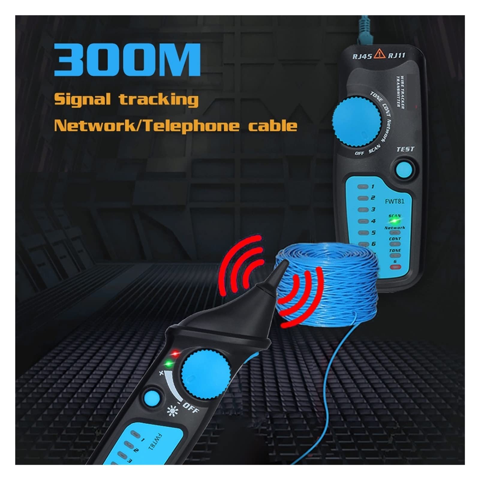 Detector de pared, Detección de rastreador de cable de red FWT81 RJ11/45 LAN ETHERNET Phone Wire testertelecom Tool Electrificado Trabajo 48V(FWT81 and ADMS1CL)