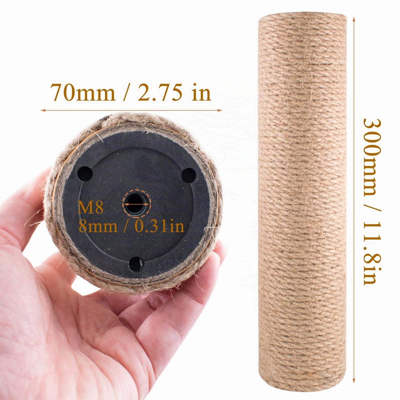 Arbre à Chat de Rechange, Griffoir Chat Poteau Arbre à Chat en Sisal Poteau à griffer de Rechange pour Arbre à Chat, Facilement Assemblé pour Chat à Griffer Poteau Sisal (30cm x 2)