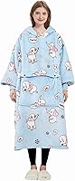 Vista 11 de KFUBUO Manta portátil con capucha para niños, de sherpa con todos los patrones, sudadera de gran tamaño con bolsillo, para niñas y niños de 6-10