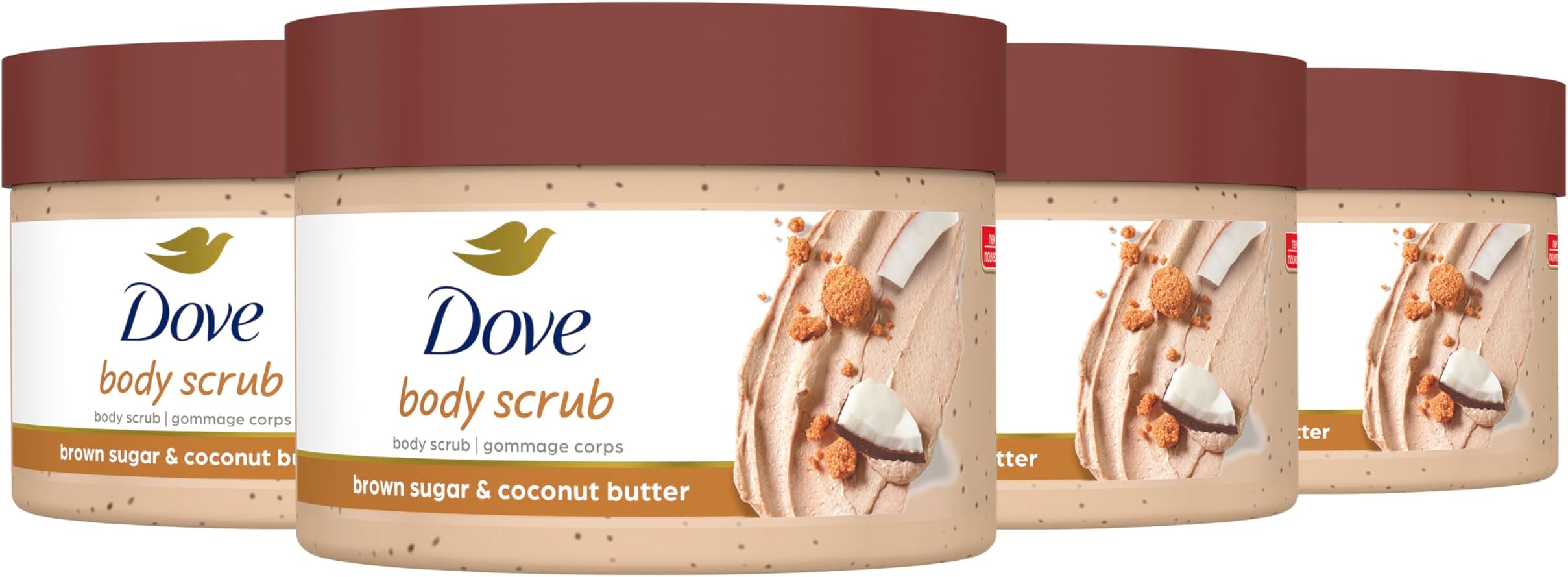 Scrub For Silky Smooth Skin Brown Sugar & Coconut Butter Body Scrub Exfoliates & Restores Skin's Natural Nutrients, 10.5 oz, 4 Count