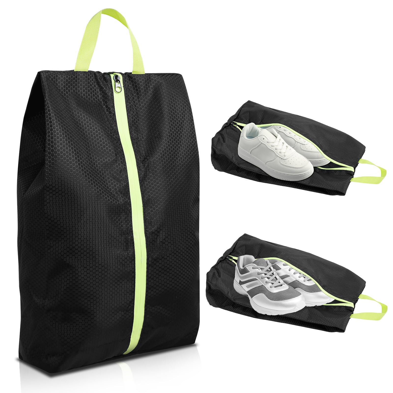 Smell Proof Shoe Bag, Absorbing Lightweight Track Shoe Organizer for Travel, Waterproof Travel Shoe Organizer, Smell-Proof Storage with Active Carbon Fabric (for Golf, Tennis, Spikes) (Black, 1 Pc)