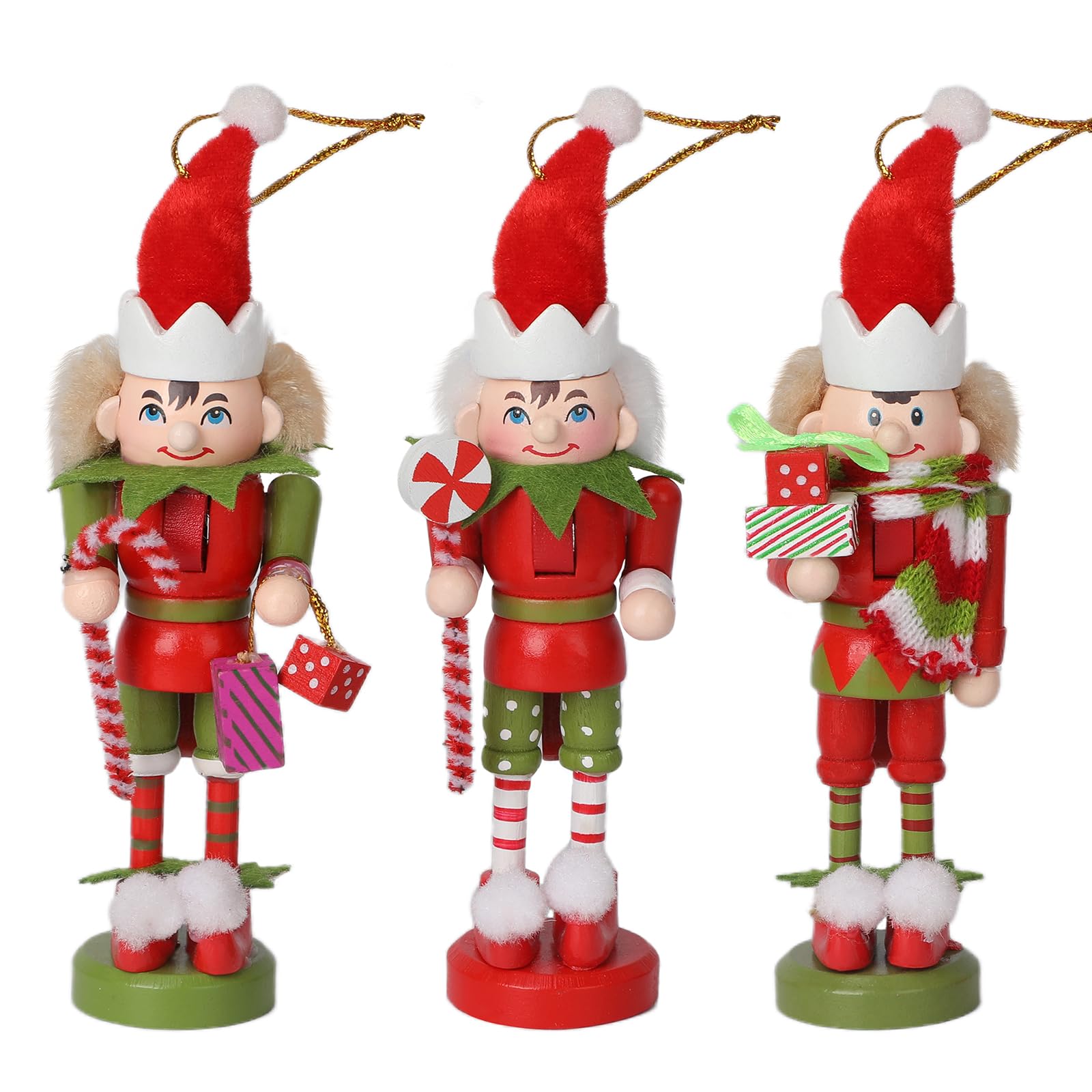 Figurines Casse-Noisette En Bois - Tête De Gâteau Noël 2 Pièces, Décoration Maison Vacances Cadeau Festif