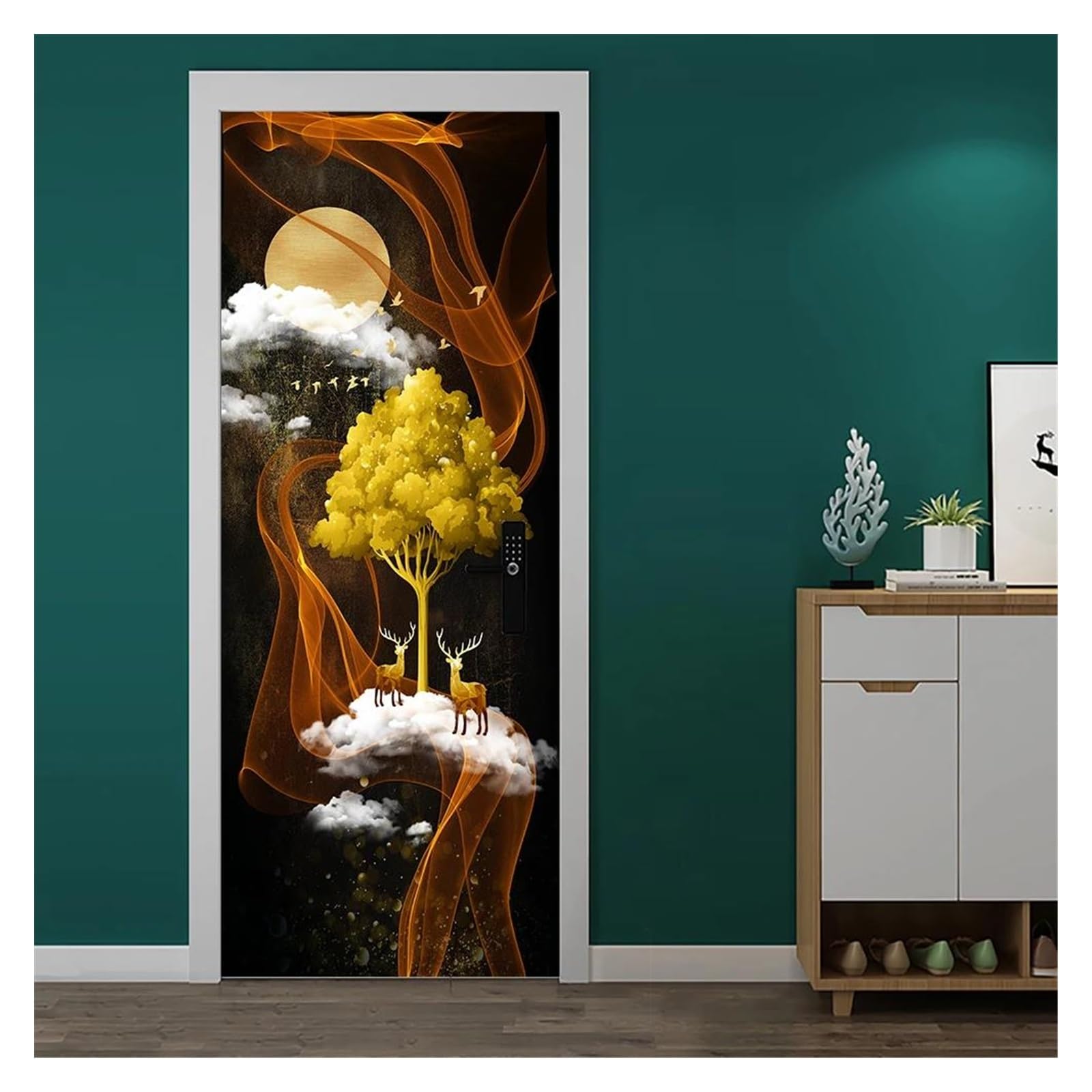 Art mural 3D élan pour rénover une porte abîmée sans grands travaux