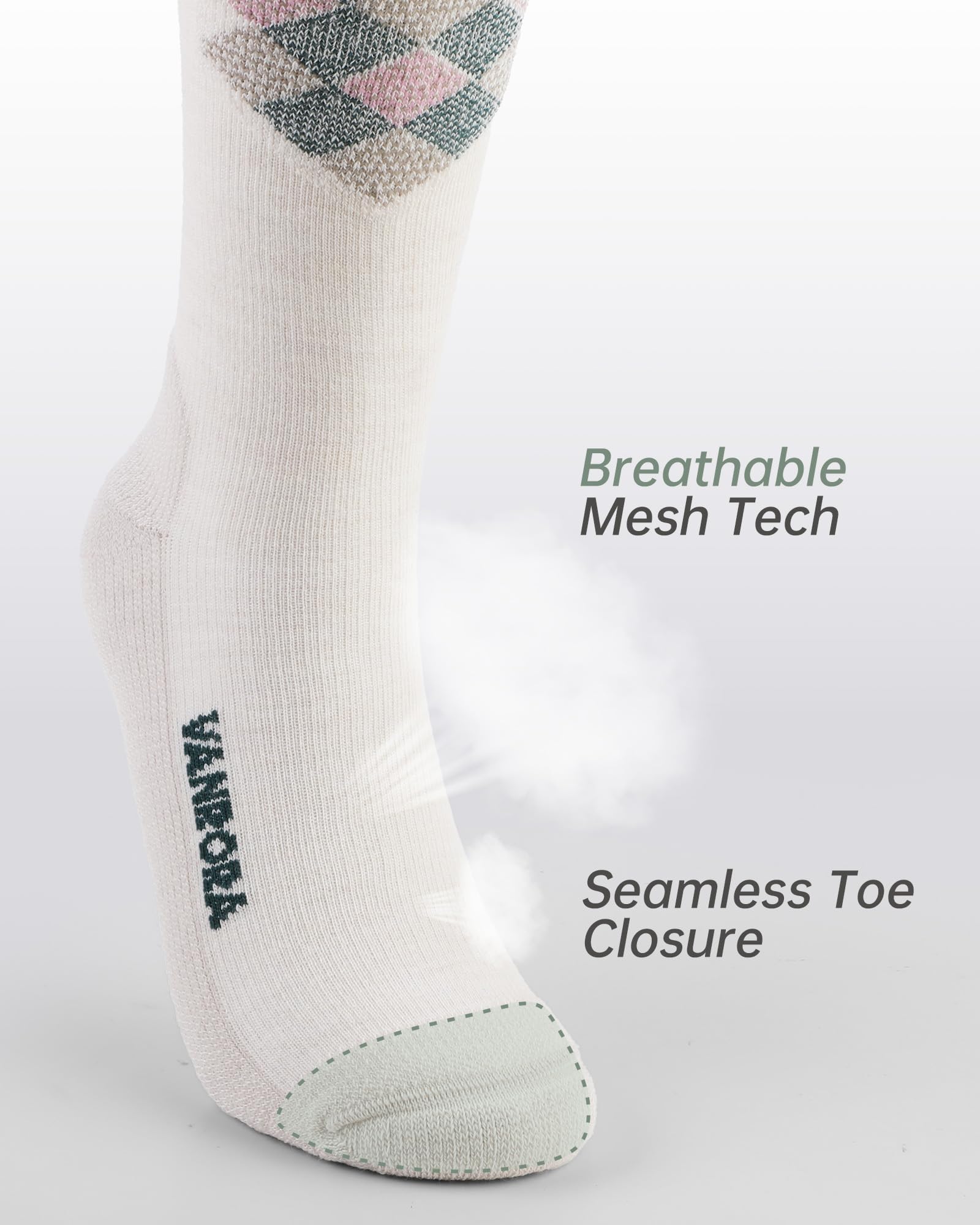 VANRORA 2 Paar Merinowolle Skisocken, hergestellt in den USA, über der Wade Snowboardsocken für Herren & Damen (Keystone)