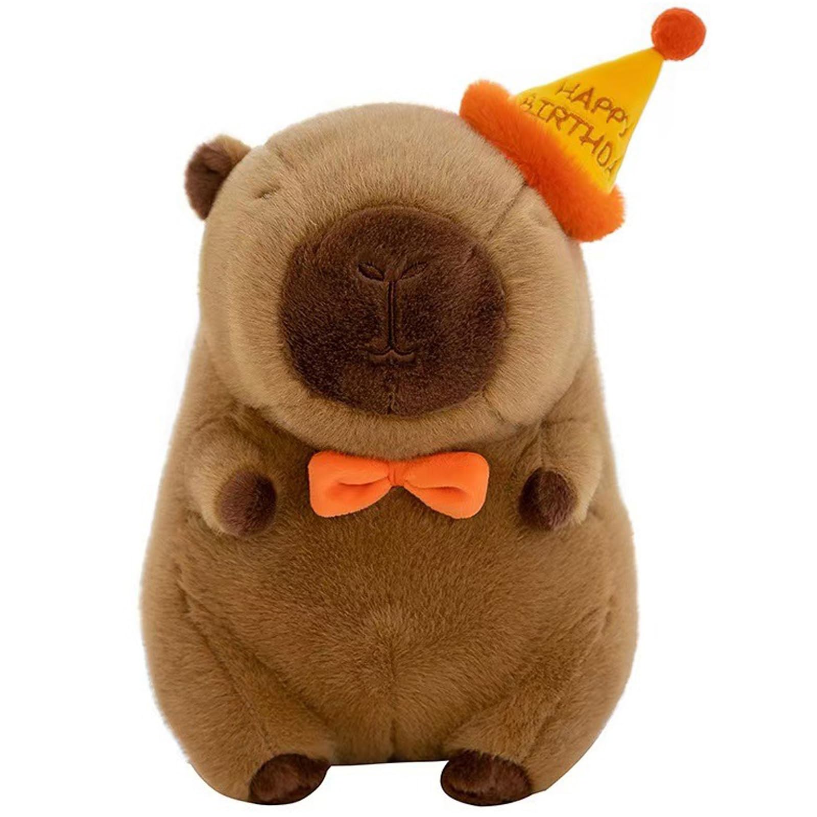 EujRcf 25cm Capybara Plush Toy, Soft Stuffed Animal Toy with Birthday Hat