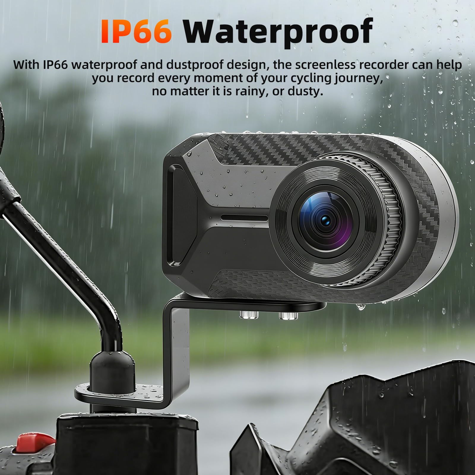 Motorrad-Dashcam ohne Display, 1080P IP66 wasserdichte Frontkamera mit WiFi App, Loop-Aufnahme, 110° Weitwinkel