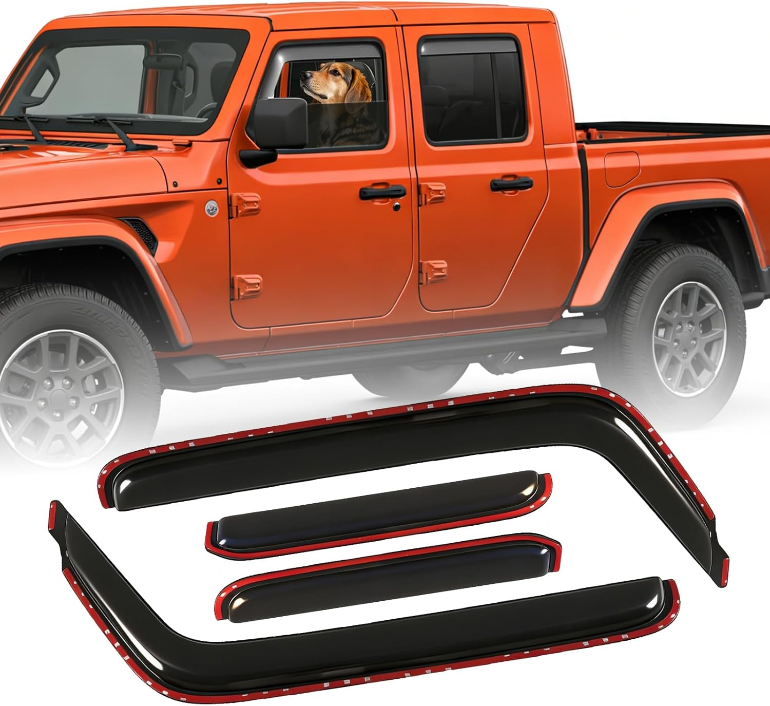Window Visors Rain Guards for Jeep Wrangler JL 2018-2025 Unlimited 4 Door Gladiator 2020-2025 in-Channel Rain Shield Protector Side Window Wind Deflector 4pcs