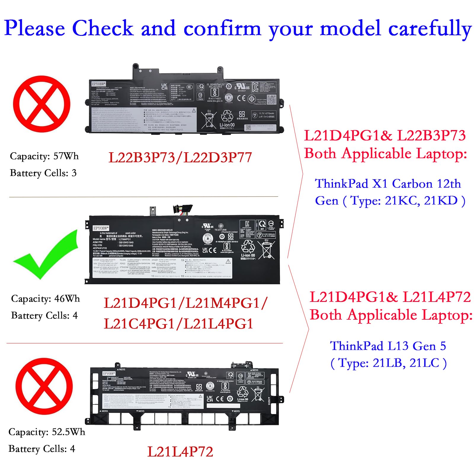 Amazon.com: EPYOBW L21D4PG1 L21L4PG1 Laptop Battery 46Wh 4-Cell