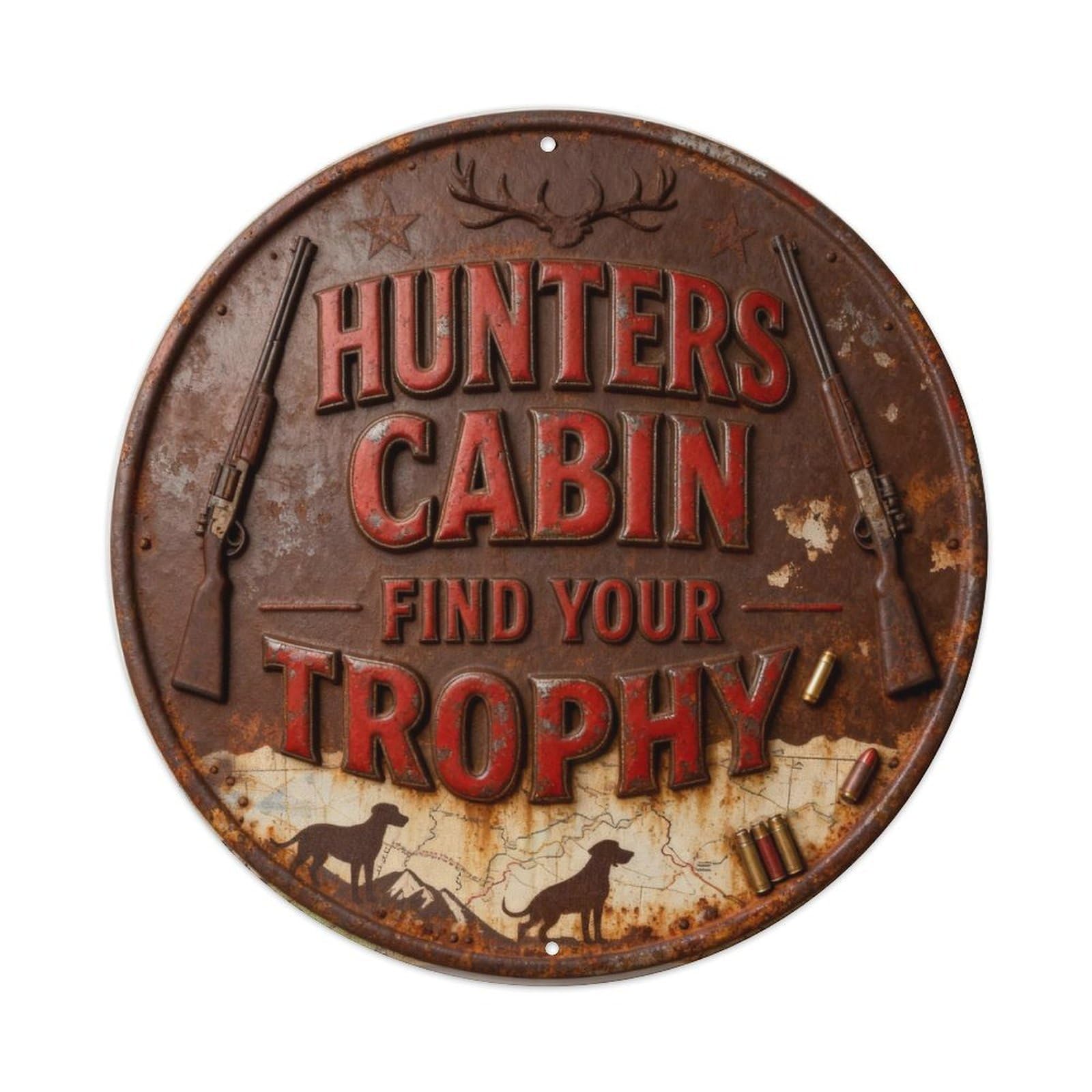 HUNTERS CABIN FIND YOUR TROPHY Metal Tin Sign Plaque