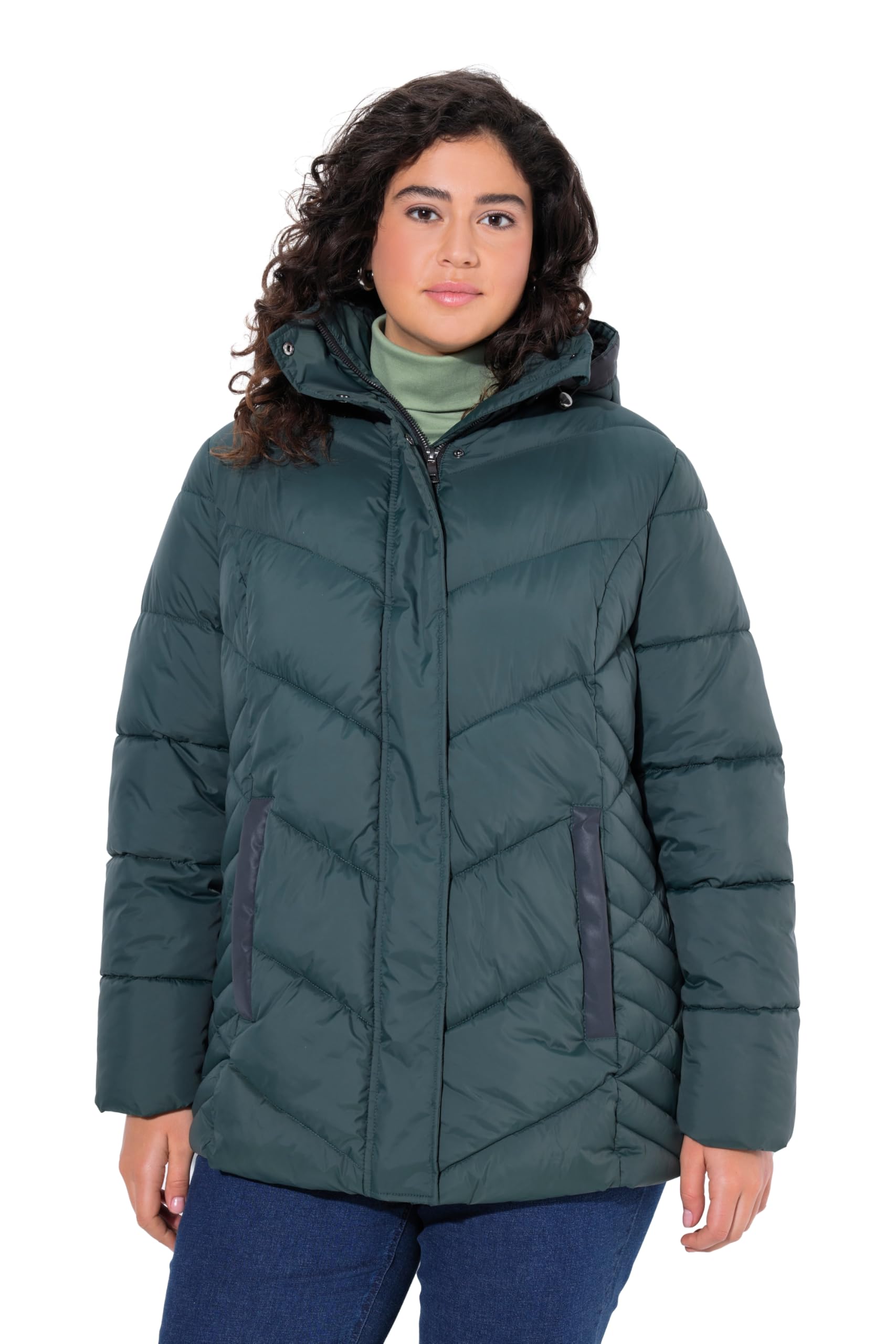 Ulla Popken Damen große Größen Übergrößen Plus Size HYPRAR Steppjacke, wasserabweisend, Kapuze 842869