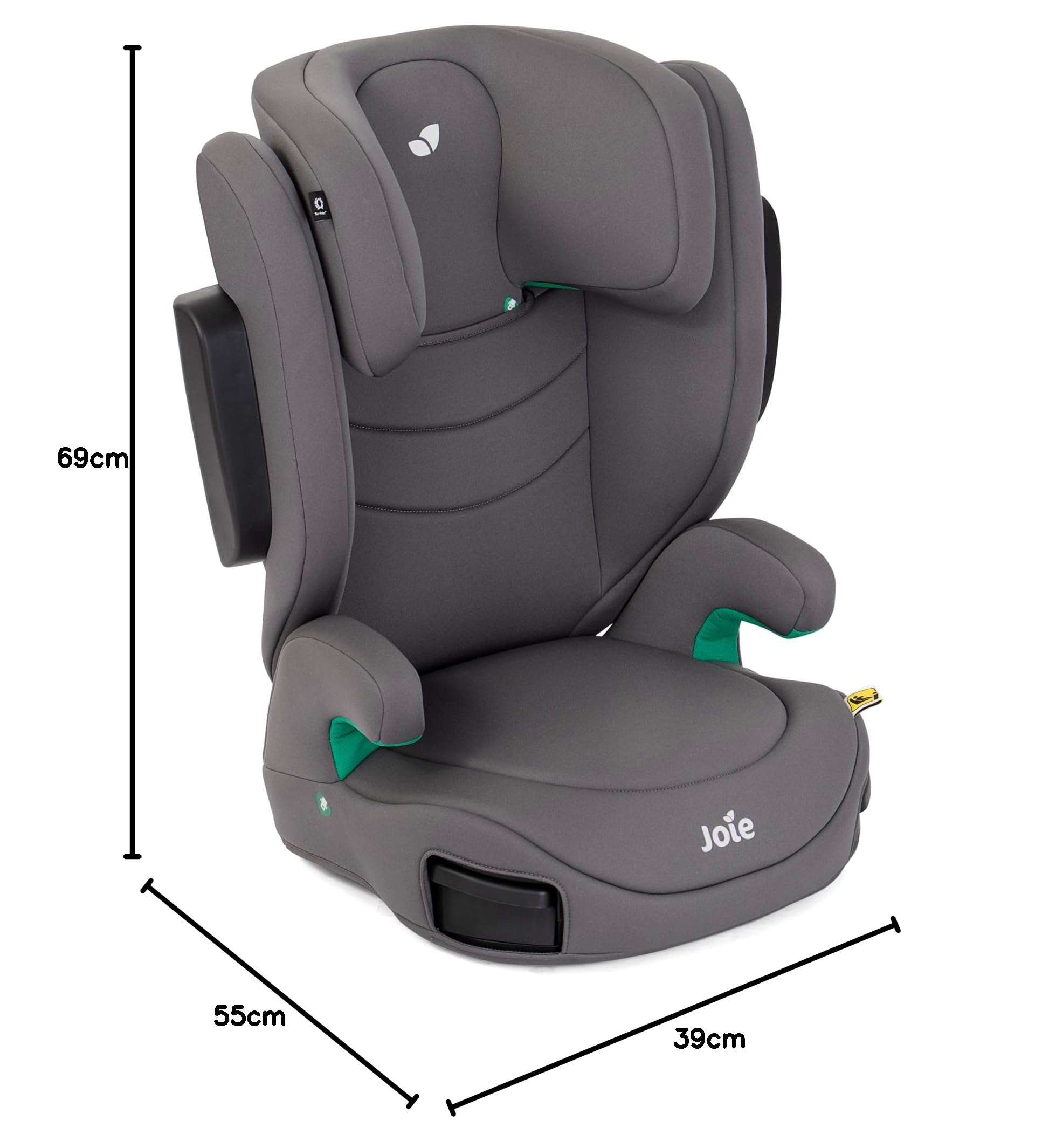 Joie i-Trillo™ R129 rialzo auto i-Size, leggero, protezione dagli impatti laterali, installazione con cintura facile – da 3,5 a 12 anni (100–150 cm) (Thunder)