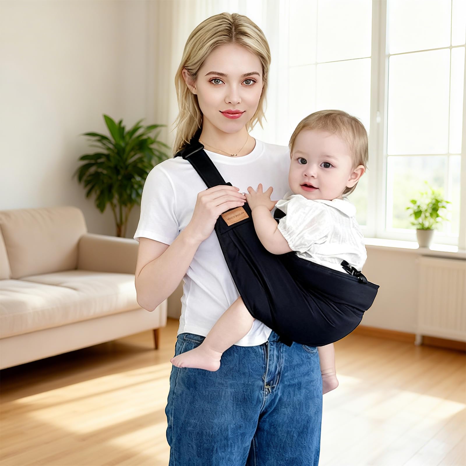 Ergonomiczna chusta do noszenia dla noworodków i małych dzieci, nosidełko dla niemowląt od urodzenia, nosidełko biodrowe, pasek do noszenia, czarny