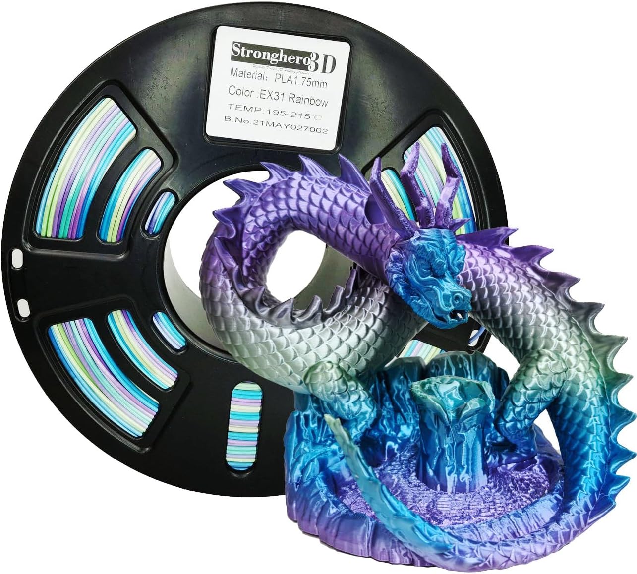 Rainbow PLA Filament,Multi Color,Net Weight 1kg(2.2lbs) Accuracy +/-0.05mm