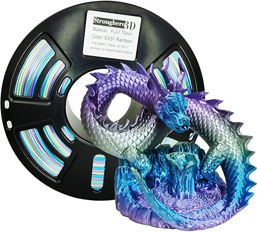 Filamento de ácido poliláctico (PLA) para impresora 3D, de 1/16" (1.75 mm), EX31 arcoíris, 2.2 lbs (1 kg) para ender3 Anycubic