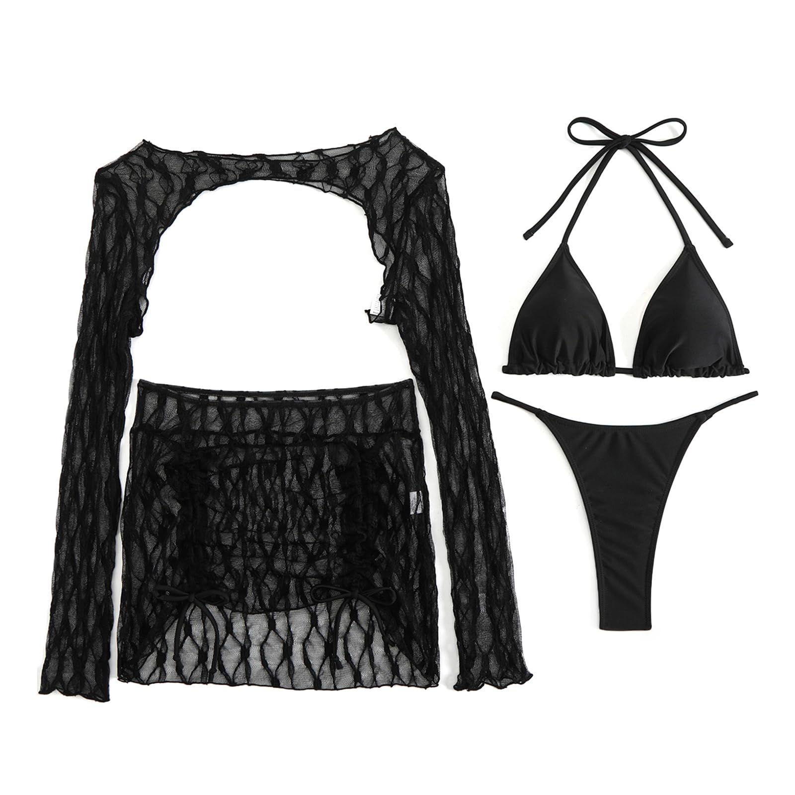 Maillot de bain triangle haut de gamme dos nu et manches longues col V