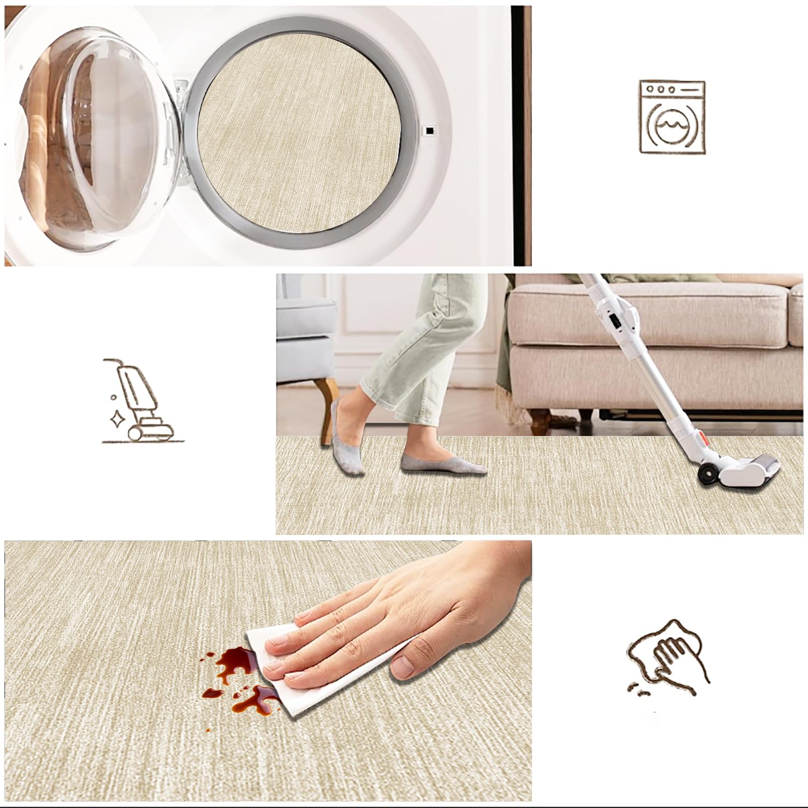 Tapis Chaise de Bureau Gaming 150 x 160 cm, Tapis de Protection en Carrelage, Tapis de Sol Bureau Tissu Tapis Chaise Gaming Antidérapant Tapis Protège-Sol pour Chaise Tapis pour Fauteuil Beige