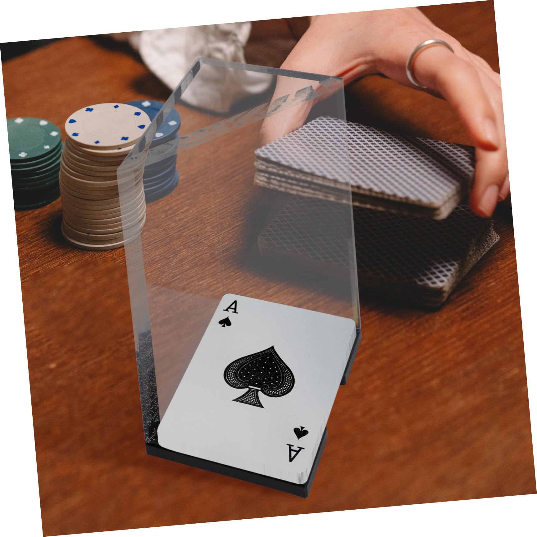 Support de Cartes à Jouer Acrylique Transparent Organiseur Léger et Robuste pour Jeux de Poker Rangement Compact et Élégant Accessoire Maison Pratique