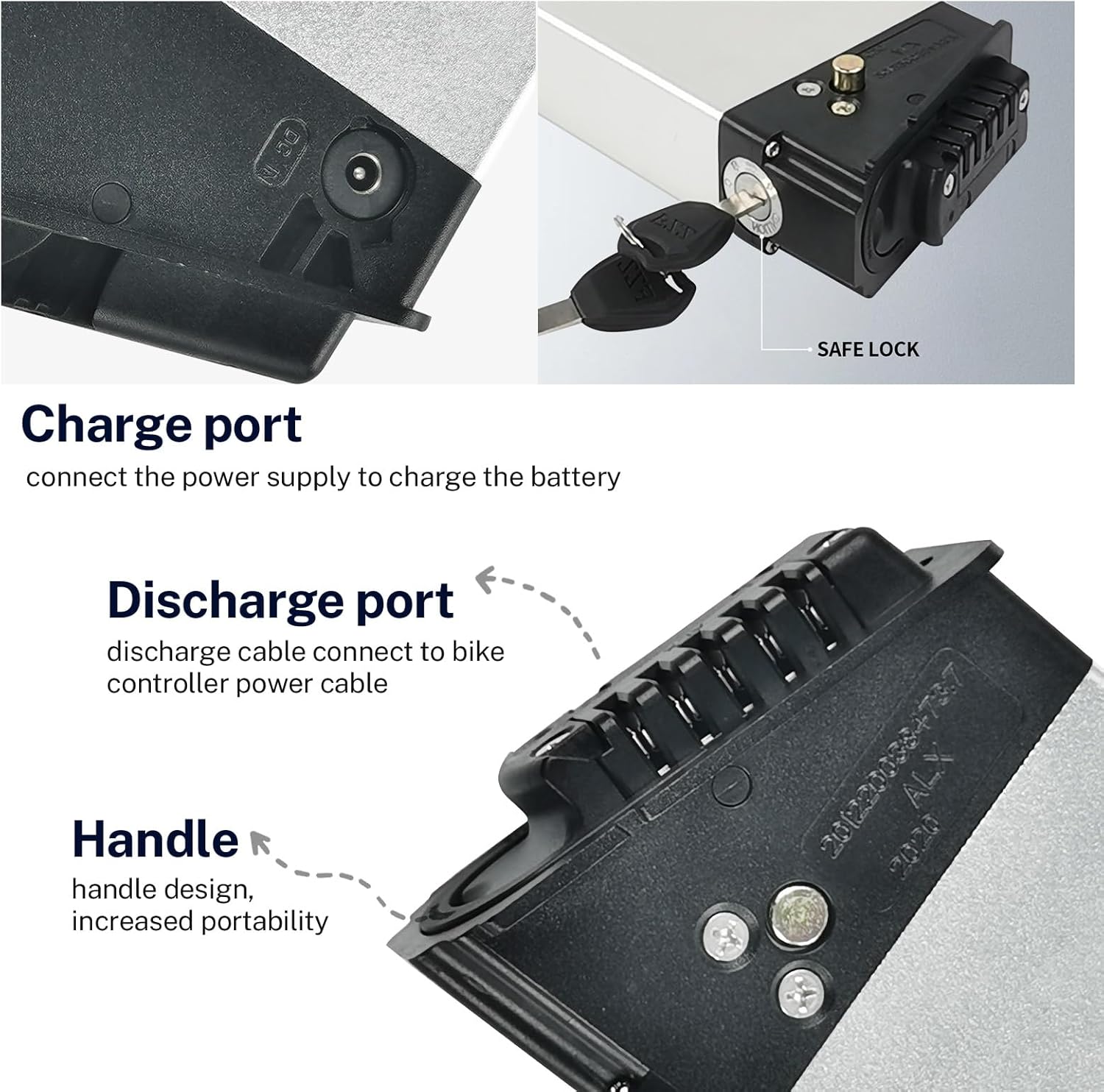 48V 10.4Ah 14Ah Folding Ebike Battery 48 Volt DCH-006 Built in Electric Bike Batteries with 30A BMS Totguard for 250W 500W 750W 1000W Motor Foldable E-Bike Battery (48V14Ah A Grade Cell)